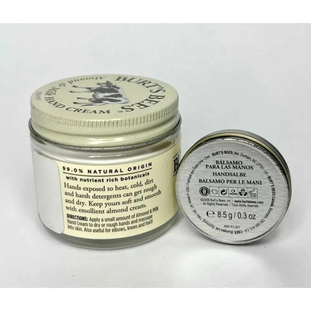 Burt’s Bees Almond Milk Hand Cream Jar 2 fl oz & Mini Hand Salve Tin